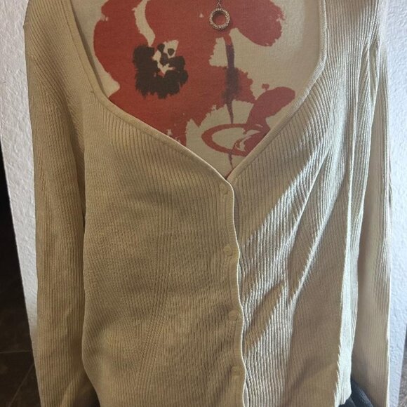 Beige Cropped Button Down Cardigan H&M Size XXL - Picture 2 of 6